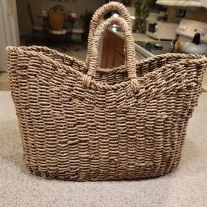 Magnolia Target rattan wicker market tote NWOT